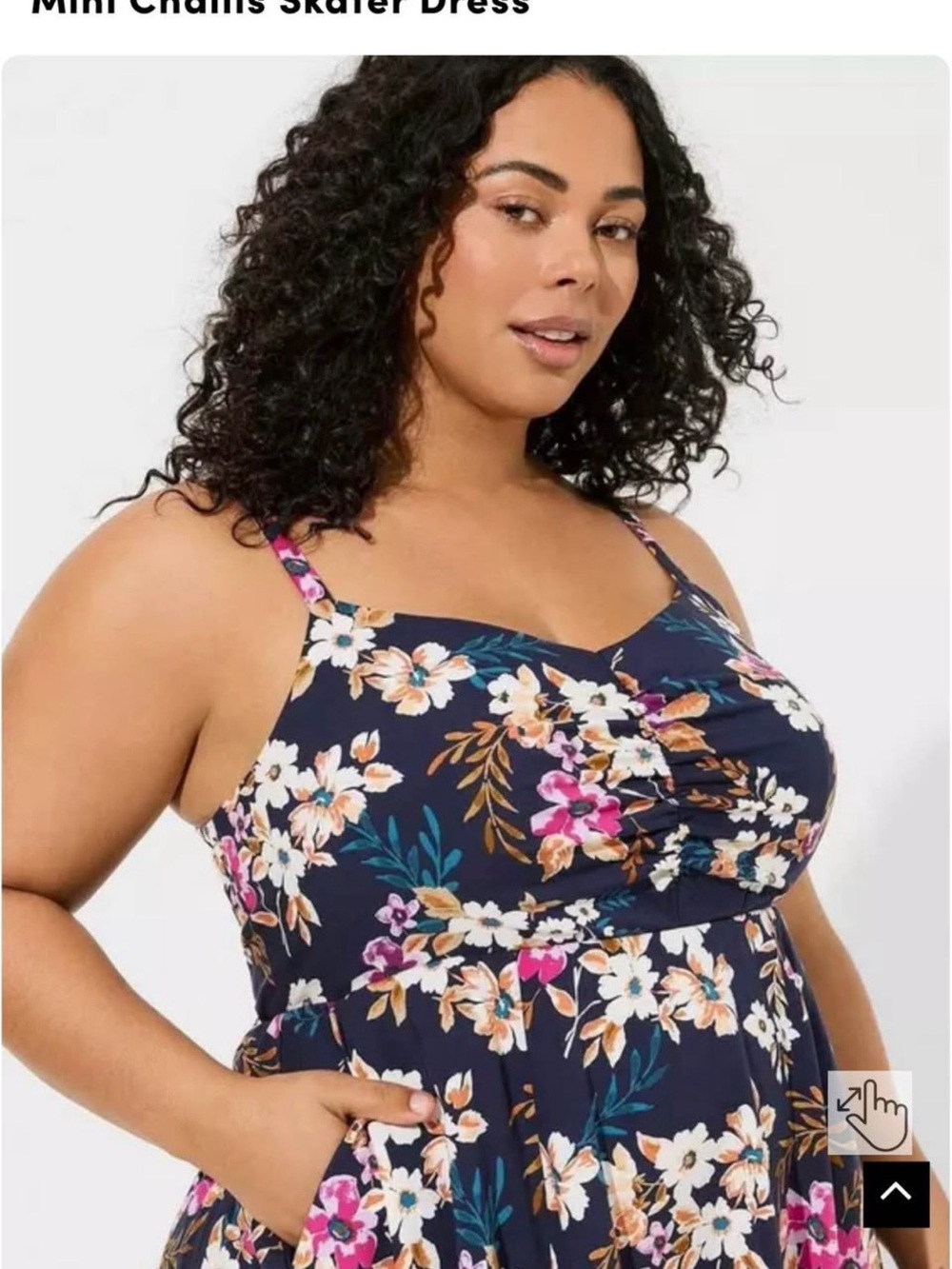 Torrid NWT Navy Floral Mini Dress with Pink & White Blooms - Picture 7 of 8